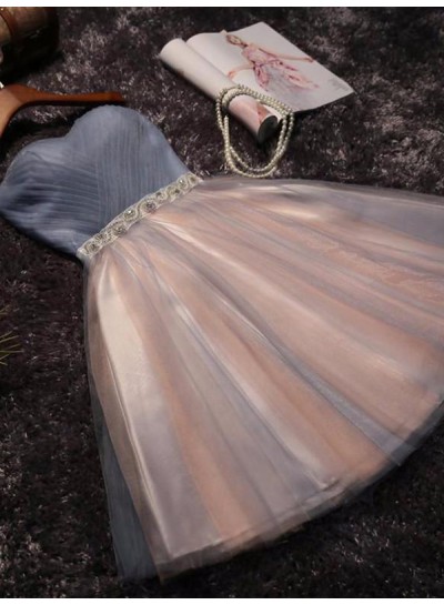 2024 Ball Gown Sweetheart Sleeveless Beading Pleated Lace Up Tulle Cut Short/Mini Homecoming Dresses