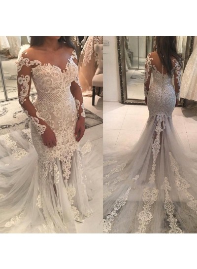2023 Sexy Sheath Long Sleeves With Appliques Off Shoulder Wedding Dresses / Bridal Gowns