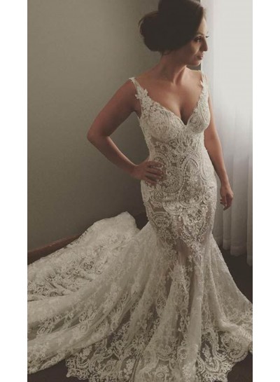2023 New Arrival Mermaid/Trumpet Lace Sweetheart Long Wedding Dresses / Bridal Gowns