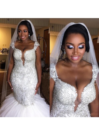 2023 Luxury Mermaid Sweetheart Tulle Beaded South African Amazing Wedding Dresses