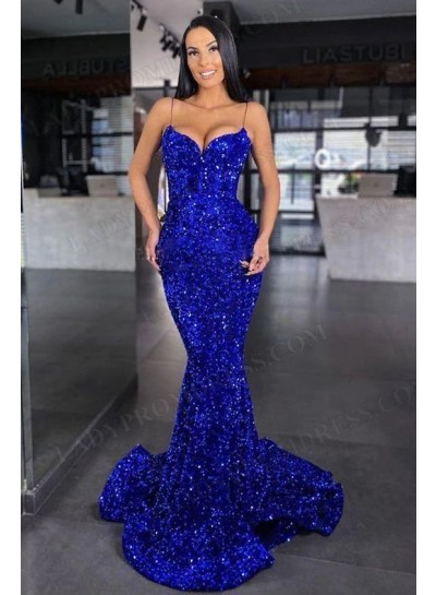 Trumpet/Mermaid Sequins Sweetheart Sleeveless Sweep/Brush Train Prom Dresses