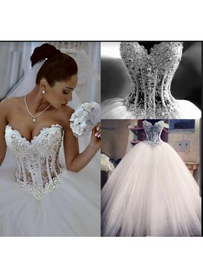 2023 Charming Ball Gown Ivory Tulle Sweetheart Spaghetti Straps Floor Length Wedding Dresses