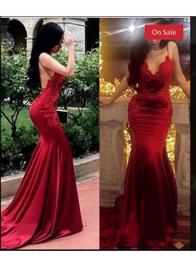 2024 Elegant Red Mermaid Halter Long Prom Dress