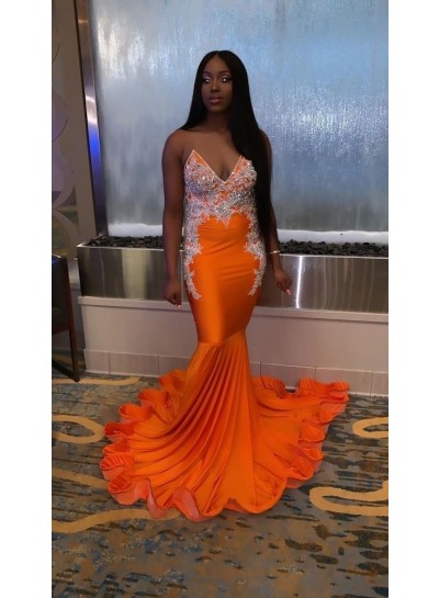 Sexy Orange Mermaid Prom Dresses