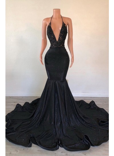 Black V-neck Mermaid Prom Dresses 2024