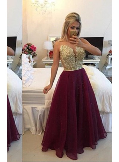 Floor-Length/Long A-Line/Princess Floor-Length/Long Chiffon Burgundy Prom Dresses