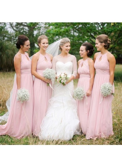 Chiffon A Line 2023 Pink Bridesmaid Dresses
