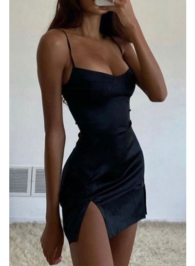 2023 Sheath/Column  Spaghetti Straps Sleeveless Split Mini/Short Homecoming Dresses