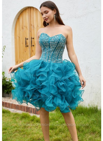 2023 Tulle Sequin Ball Gown Sweetheart Layers Knee-Length Homecoming Dresses
