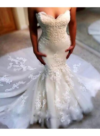 Sexy Mermaid Sweetheart 2024 Wedding Dresses With Appliques