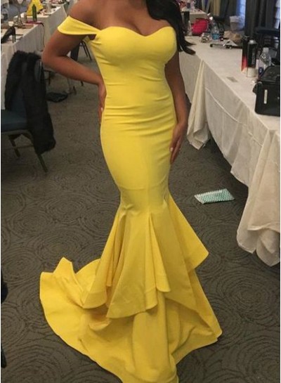 Sexy Trumpet/Mermaid Sweetheart Daffodil Prom Dresses 2023