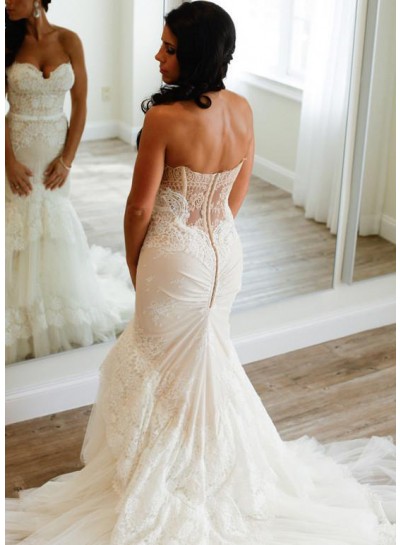 Sexy Mermaid Sweetheart Lace Layers 2024 Wedding Dresses