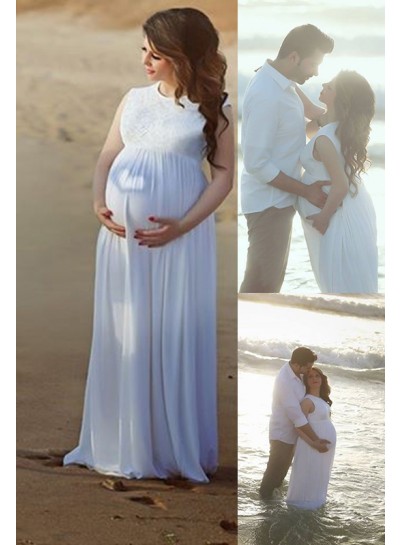 Chiffon A Line Maternity Beach Wedding Dresses