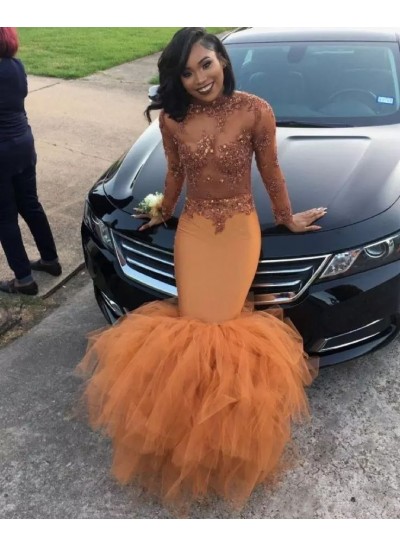 2024 Long Sleeve Mermaid Prom Dresses