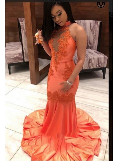2023 New Designer Orange Mermaid Prom Dress