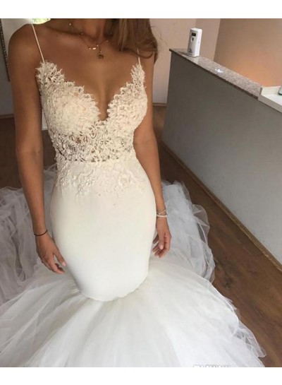Sexy Mermaid Sweetheart With Spaghetti Straps Tulle Wedding Dresses 2023