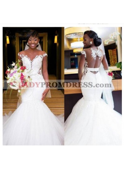 2023 Mermaid Backless Tulle Wedding Dresses