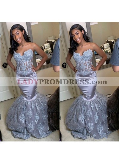 2023 Sweetheart Lace Mermaid Prom Dresses