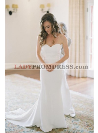 Elegant Sweetheart Sheath Long Train Sleeveless Wedding Dresses 2023