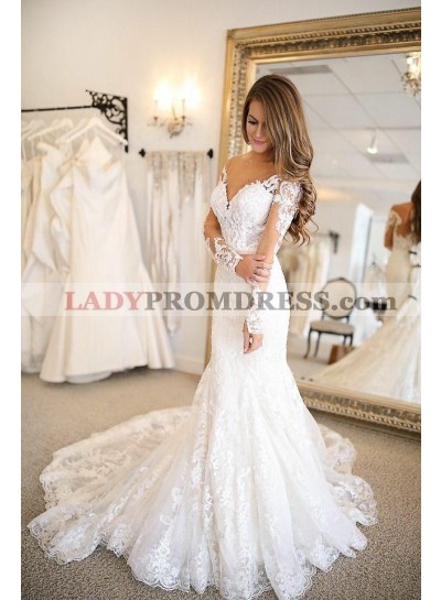 Sexy Mermaid Long Sleeves Lace Sweetheart 2023 Wedding Dresses