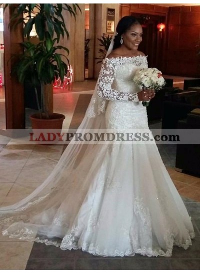 2023 New Arrival Mermaid Off Shoulder Long Sleeves Lace Wedding Dresses