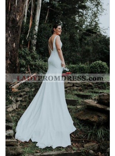 Amazing Mermaid V Neck Backless Long Train Outdoor Wedding Dresses 2023