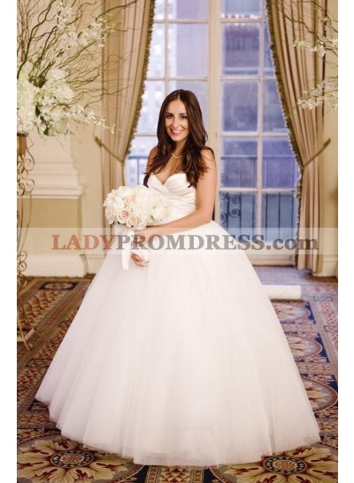 2023 Elegant Sweetheart Simple Tulle Pleated Ball Gown Wedding Dresses