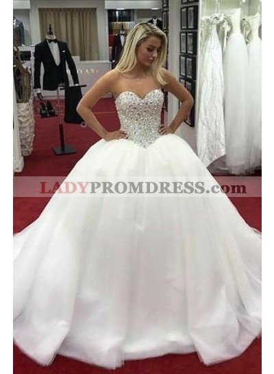 2023 Luxury Sweetheart Satin Long Ball Gown Wedding Dresses