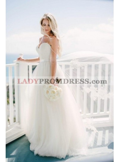 Charming Sweetheart Tulle Spaghetti Straps A Line 2023 Wedding Dresses