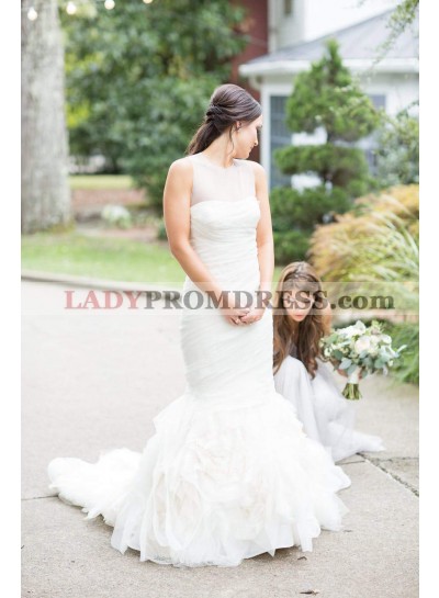 2023 New Designer Tulle Mermaid Ruffles Sweetheart Long Pleated Wedding Dresses