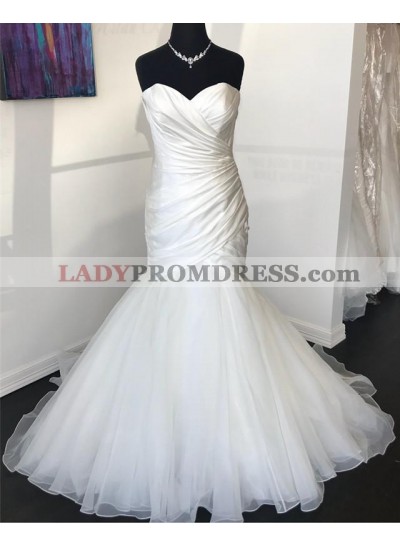 2023 Sexy Mermaid Organza With Satin Sweetheart Pleated Wedding Dresses