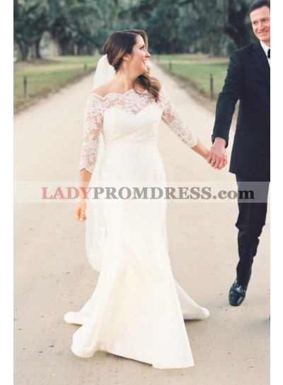 2023 Amazing Sheath Off Shoulder Long Sleeves Lace Wedding Dresses