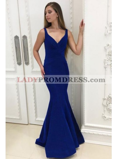 Charming Mermaid Royal Blue Spandex Sweetheart Lace Up Back Prom Dresses 2023 