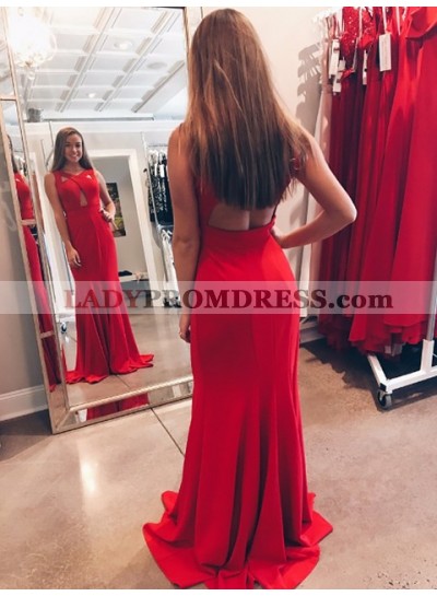 2023 New Arrival Red Sheath Criss Cross Backless Long Prom Dress
