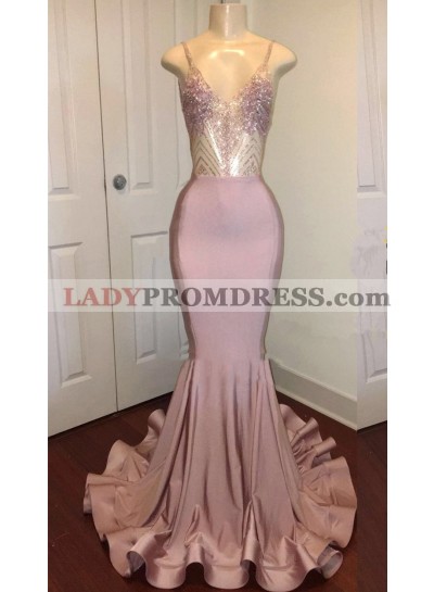 Sexy Mermaid Dusty Rose Sweetheart Shiny Backless Long Prom Dress 2023