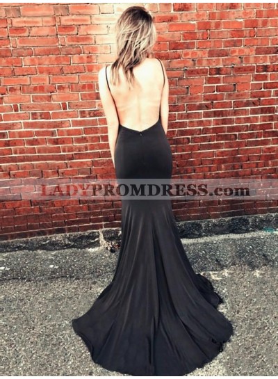 Sexy Black Sheath Sweetheart Side Slit Long Backless 2022 Prom Dress