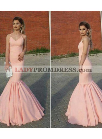 Sexy Pink Mermaid V Neck Pleated Long 2023 Prom Dress