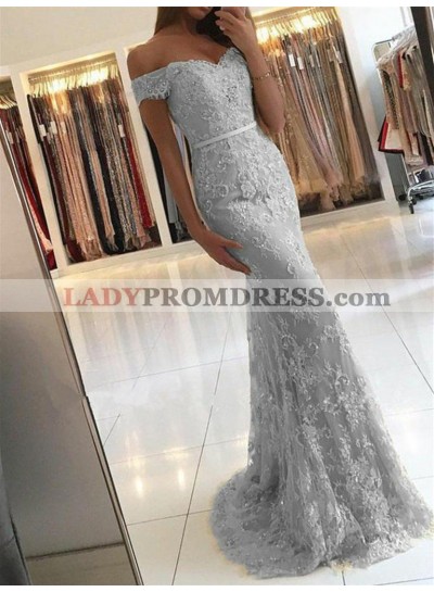 Off Shoulder Lace Mermaid Sweetheart Cold Shoulder Floor Length Prom Dress
