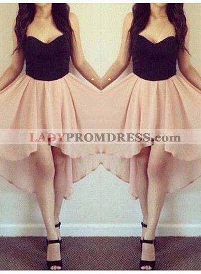 2023 Sweetheart Strapless Sleeveless High Low Chiffon Short/Mini Homecoming Dresses