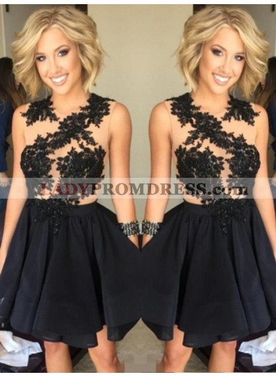 2023 A-Line/Princess Jewel Neck Sleeveless Applique Beaded Pleated Layers Cut Short/Mini Homecoming Dresses
