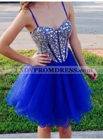 2023 A-Line/Princess Spaghetti Straps Sweetheart Sleeveless Beading Organza Cut Short/Mini Homecoming Dresses