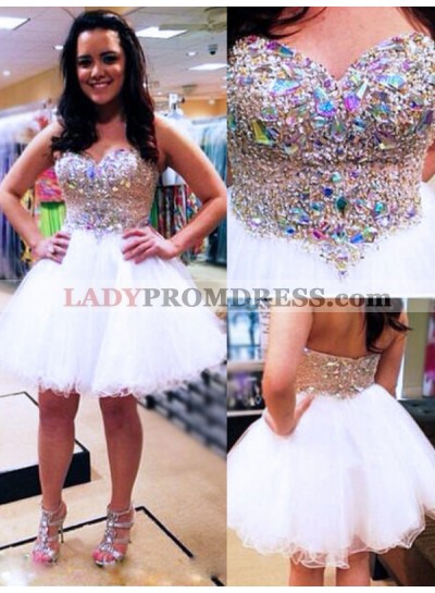 2023 Ball Gown Sweetheart Sleeveless Beading Organza Cut Short/Mini Homecoming Dresses