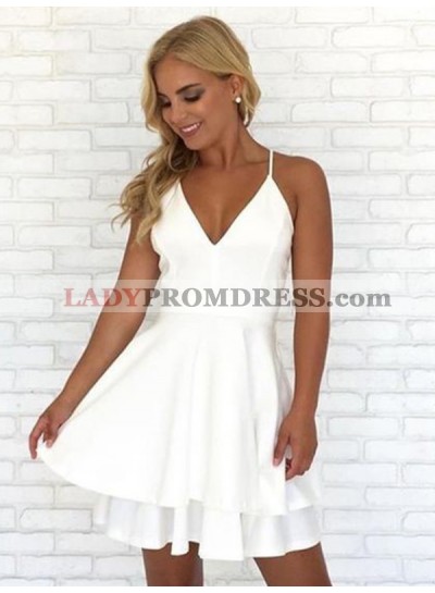 2023 A-Line/Princess V Neck Sleeveless Layers Cut Short/Mini Homecoming Dresses