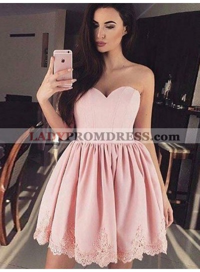 2023 Ball Gown Sweetheart Sleeveless Applique Pleated Cut Short/Mini Homecoming Dresses