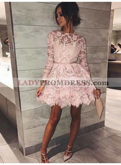 2022 Ball Gown Jewel Neck Long Sleeve Layers Cut Short/Mini Homecoming Dresses