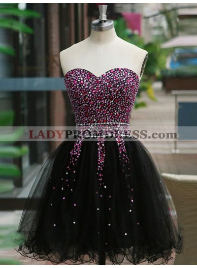 2023 Ball Gown Sweetheart Sleeveless Beading Organza Cut Short/Mini Homecoming Dresses