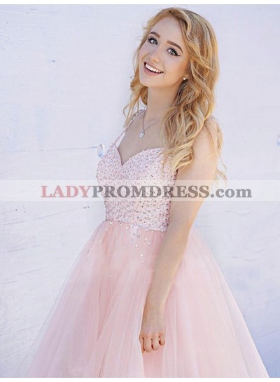 2023 A-Line/Princess Sweetheart Sleeveless Beading Tulle Homecoming Dresses