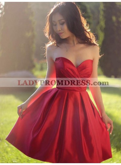 Oriental Style Red Sweetheart Sleeveless Pleated A-Line/Princess Short Mini Homecoming Dresses