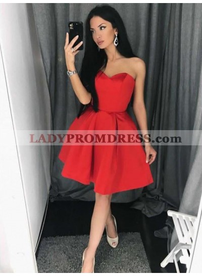 Red Ball Gown Sweetheart Sleeveless Cut Short Mini Homecoming Dresses