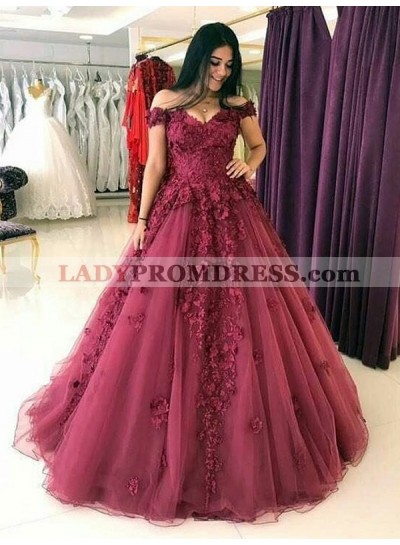 Appliques A Line Off The Shoulder V Neck Flowers Pleated Lace Prom Dresses 2023